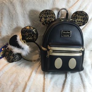 NWT Disney MMMA Pirates of the Caribbean 50th Anniv Loungefly Backpack & Ears